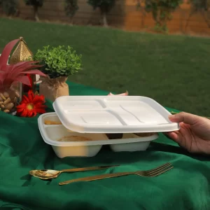 Alternative view of Meraki 3 Compartment Square Meal Tray Lid